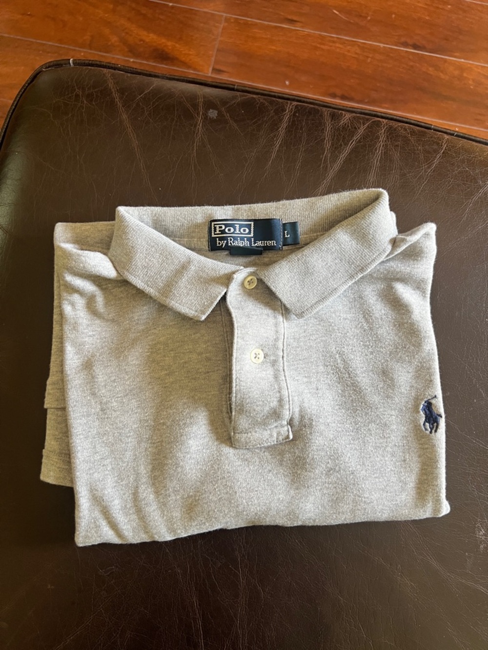 Polo by Ralph Lauren Men's Heather Gray Polo with Navy Pony